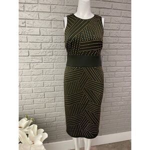 Bisou Bisou Michele Sleeveless Bohbot Gold Studded Dress Size 6 NWT